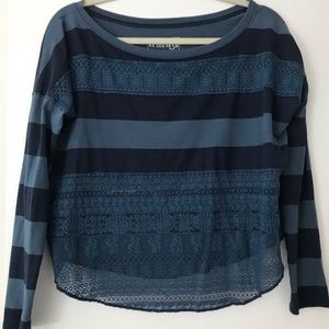 Free People Blue Cropped Long Sleeve - XS